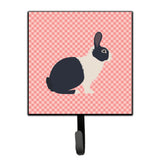 Caroline'S Treasures Dutch Rabbit Pink Check Wall Hook, Small, Multicolor