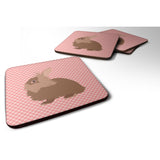 Caroline'S Treasures Lionhead Rabbit Pink Check Decorative Coasters, 3.5, Multicolor
