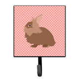 Caroline'S Treasures Lionhead Rabbit Pink Check Wall Hook, Small, Multicolor