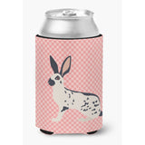 Caroline'S Treasures English Spot Rabbit Pink Check Decorative Can Hugger, Multicolor