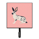 Caroline'S Treasures English Spot Rabbit Pink Check Wall Hook, Small, Multicolor