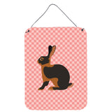 Caroline'S Treasures Tan Rabbit Pink Check Metal Print, 16Hx12W, Multicolor