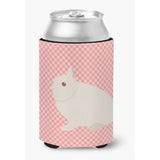 Caroline'S Treasures Hermelin Rabbit Pink Check Decorative Can Hugger, Multicolor