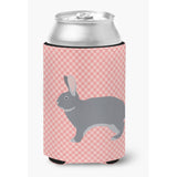 Caroline'S Treasures Giant Chinchilla Rabbit Pink Check Decorative Can Hugger, Multicolor