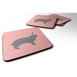 Caroline'S Treasures Giant Chinchilla Rabbit Pink Check Decorative Coasters, 3.5, Multicolor