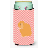 Caroline'S Treasures Holland Lop Rabbit Pink Check Decorative Can Hugger, Tall Boy, Multicolor