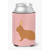 Caroline'S Treasures Rex Rabbit Pink Check Decorative Can Hugger, Multicolor