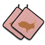 Caroline'S Treasures Rex Rabbit Pink Check Decorated Pot Holder, 7.5 X 7.5