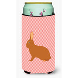 Caroline'S Treasures Rex Rabbit Pink Check Decorative Can Hugger, Tall Boy, Multicolor
