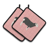 Caroline'S Treasures Herwick Sheep Pink Check Decorated Pot Holder, 7.5 X 7.5