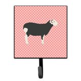 Caroline'S Treasures Herwick Sheep Pink Check Wall Hook, Small, Multicolor