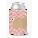 Caroline'S Treasures Lincoln Longwool Sheep Pink Check Decorative Can Hugger, Multicolor