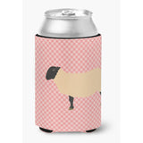 Caroline'S Treasures Suffolk Sheep Pink Check Decorative Can Hugger, Multicolor