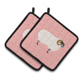 Caroline'S Treasures Scottish Blackface Sheep Pink Check Decorated Pot Holder, 7.5 X 7.5