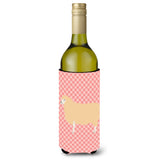 Caroline'S Treasures English Leicester Longwool Sheep Pink Check Decorative Bottle Hugger, 750 Ml, Multicolor