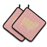 Caroline'S Treasures English Leicester Longwool Sheep Pink Check Decorated Pot Holder, 7.5 X 7.5