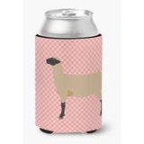 Caroline'S Treasures Hampshire Down Sheep Pink Check Decorative Can Hugger, Multicolor