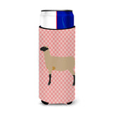 Caroline'S Treasures Hampshire Down Sheep Pink Check Decorative Can Hugger, Slim, Multicolor