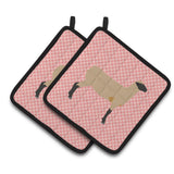 Caroline'S Treasures Hampshire Down Sheep Pink Check Decorated Pot Holder, 7.5 X 7.5