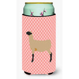 Caroline'S Treasures Hampshire Down Sheep Pink Check Decorative Can Hugger, Tall Boy, Multicolor