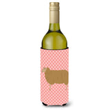 Caroline'S Treasures East Friesian Sheep Pink Check Decorative Bottle Hugger, 750 Ml, Multicolor