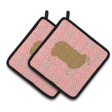 Caroline'S Treasures East Friesian Sheep Pink Check Decorated Pot Holder, 7.5 X 7.5