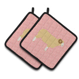 Caroline'S Treasures Horned Dorset Sheep Pink Check Decorated Pot Holder, 7.5 X 7.5