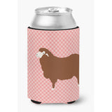 Caroline'S Treasures Merino Sheep Pink Check Decorative Can Hugger, Multicolor
