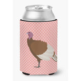 Caroline'S Treasures Bourbon Red Turkey Hen Pink Check Decorative Can Hugger, Multicolor