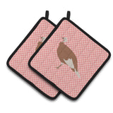 Caroline'S Treasures Jersey Buff Turkey Hen Pink Check Decorated Pot Holder, 7.5 X 7.5