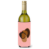 Caroline'S Treasures Bronze Turkey Pink Check Decorative Bottle Hugger, 750 Ml, Multicolor