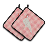 Caroline'S Treasures Beltsville Small White Turkey Hen Pink Check Decorated Pot Holder, 7.5 X 7.5