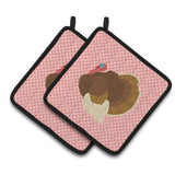 Caroline'S Treasures French Turkey Dindon Pink Check Decorated Pot Holder, 7.5 X 7.5