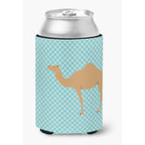 Caroline'S Treasures Arabian Camel Dromedary Blue Check Decorative Can Hugger, Multicolor