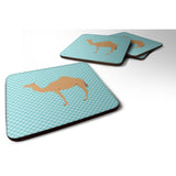 Caroline'S Treasures Arabian Camel Dromedary Blue Check Decorative Coasters, 3.5, Multicolor