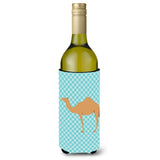 Caroline'S Treasures Arabian Camel Dromedary Blue Check Decorative Bottle Hugger, 750 Ml, Multicolor