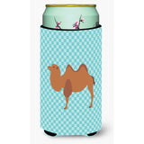 Caroline'S Treasures Bactrian Camel Blue Check Decorative Can Hugger, Tall Boy, Multicolor