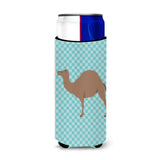 Caroline'S Treasures F1 Hybrid Camel Blue Check Decorative Can Hugger, Slim, Multicolor