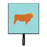 Caroline'S Treasures Highland Cow Blue Check Wall Hook, Small, Multicolor