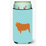 Caroline'S Treasures Highland Cow Blue Check Decorative Can Hugger, Tall Boy, Multicolor
