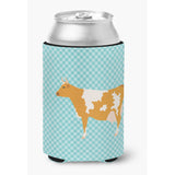 Caroline'S Treasures Guernsey Cow Blue Check Decorative Can Hugger, Multicolor