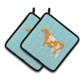 Caroline'S Treasures Guernsey Cow Blue Check Decorated Pot Holder, 7.5 X 7.5