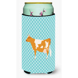 Caroline'S Treasures Guernsey Cow Blue Check Decorative Can Hugger, Tall Boy, Multicolor