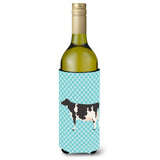 Caroline'S Treasures Holstein Cow Blue Check Decorative Bottle Hugger, 750 Ml, Multicolor