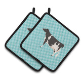 Caroline'S Treasures Holstein Cow Blue Check Decorated Pot Holder, 7.5 X 7.5