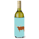 Caroline'S Treasures Ankole-Watusu Cow Blue Check Decorative Bottle Hugger, 750 Ml, Multicolor