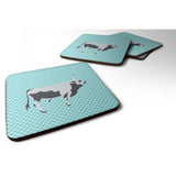 Caroline'S Treasures Hungarian Grey Steppe Cow Blue Check Decorative Coasters, 3.5, Multicolor