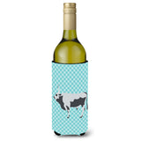 Caroline'S Treasures Hungarian Grey Steppe Cow Blue Check Decorative Bottle Hugger, 750 Ml, Multicolor