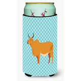 Caroline'S Treasures Zebu Indicine Cow Blue Check Decorative Can Hugger, Tall Boy, Multicolor