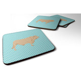 Caroline'S Treasures Charolais Cow Blue Check Decorative Coasters, 3.5, Multicolor
